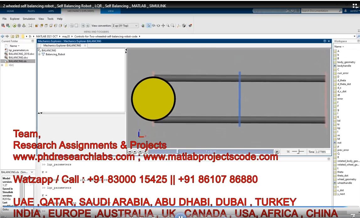 2 Wheeled Self Balancing Robot _ Self Balancing Robot _ Lqr _ Self Balancing _ Matlab _ Simulink project simulation thumbnail for Mechanical, EV and Mechatronics Engineering