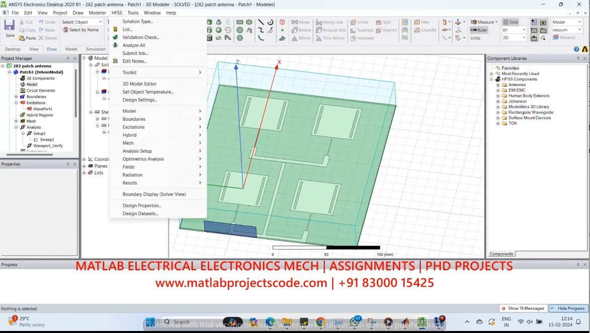 2-X-2-Microstrip-Patch-Antenna-With-Multi-Frequency-Resonance-Hfss-Ansys project simulation thumbnail for Electromagnetics and RF Engineering