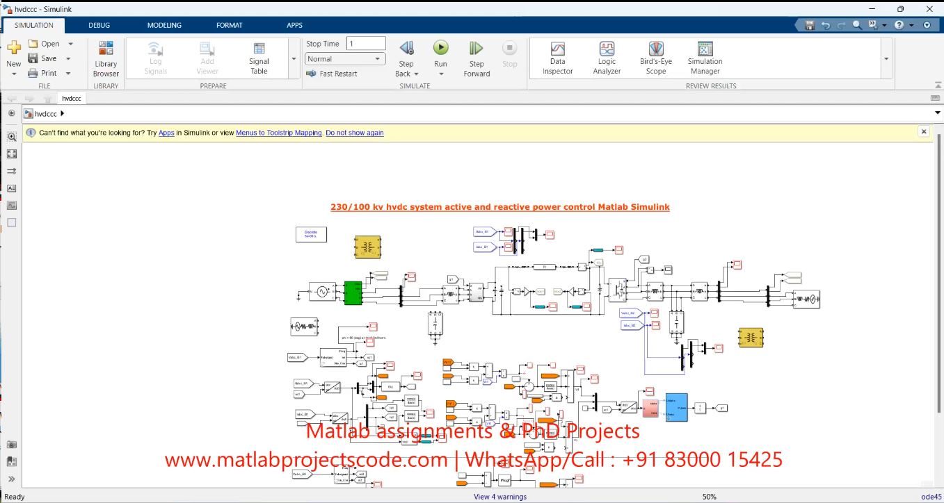 230 100 Kv Hvdc System Active And Reactive Power Control Matlab Simulink project simulation thumbnail for Power Electronics Engineering