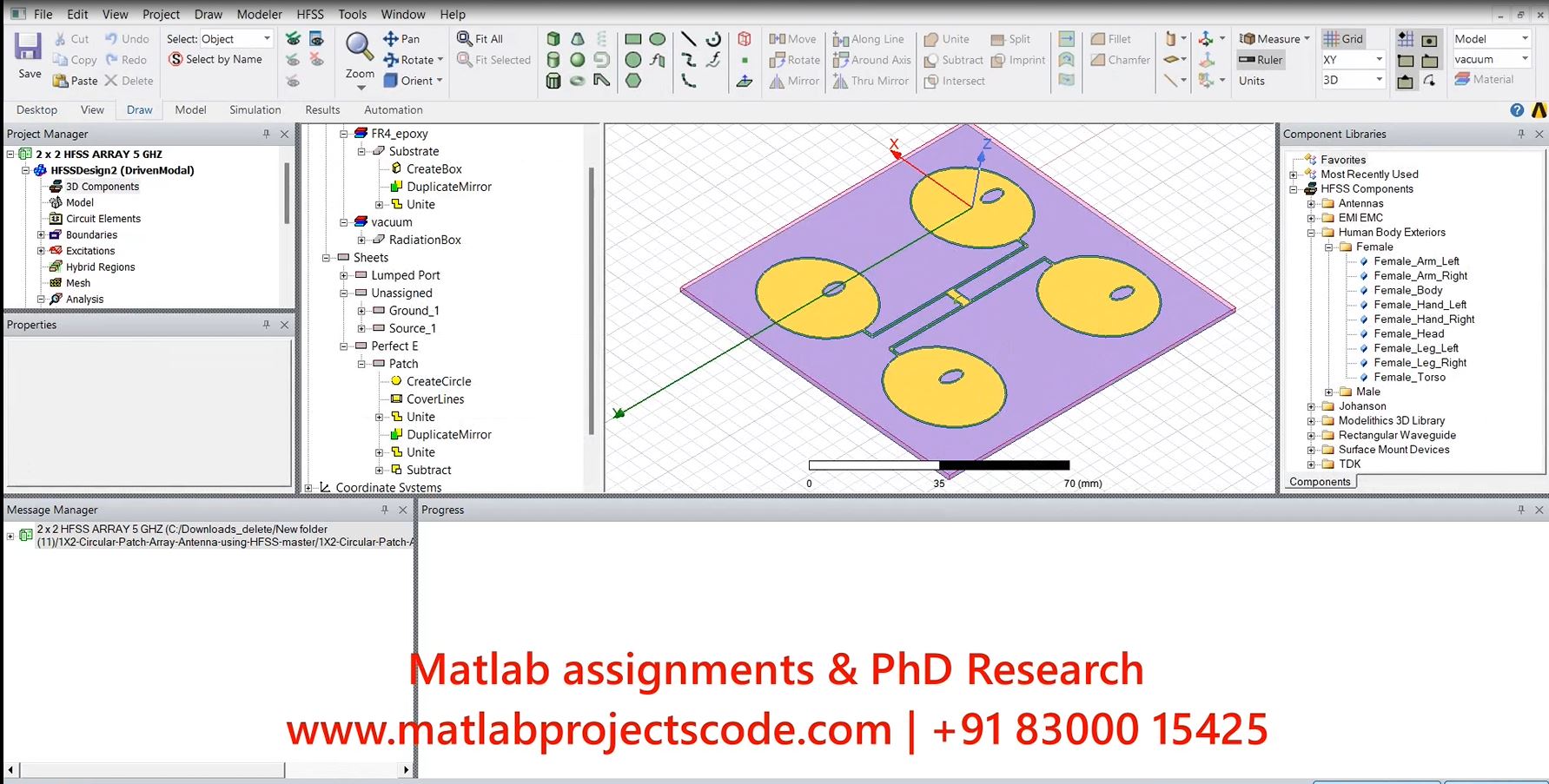 2X2 Array Antenna Hfss 5 Ghz Antenna Design project simulation thumbnail for Electromagnetics and RF Engineering