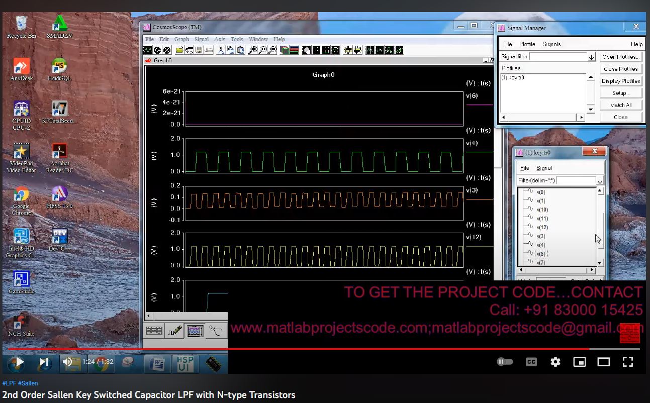 2nd Order Sallen Key Switched Capacitor LPF with N-Type Transistors project simulation thumbnail for Power Electronics Engineering