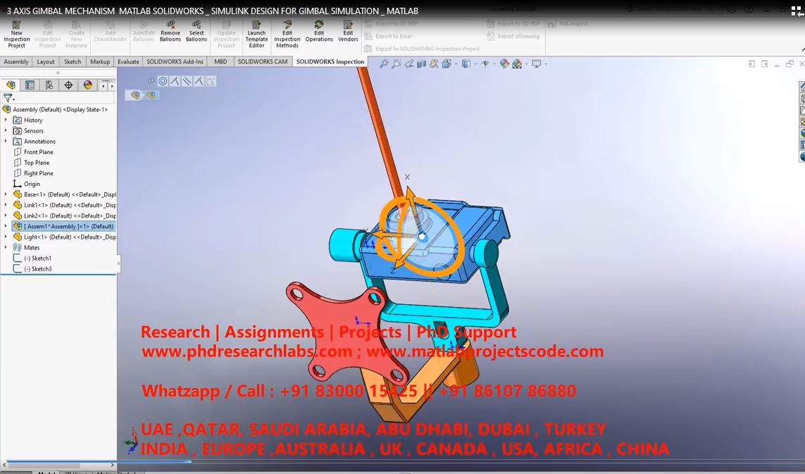 3 Axis Gimbal Mechanism Matlab Solidworks _ Simulink Design For Gimbal Simulation _ Matlab project simulation thumbnail for Electrical Engineering