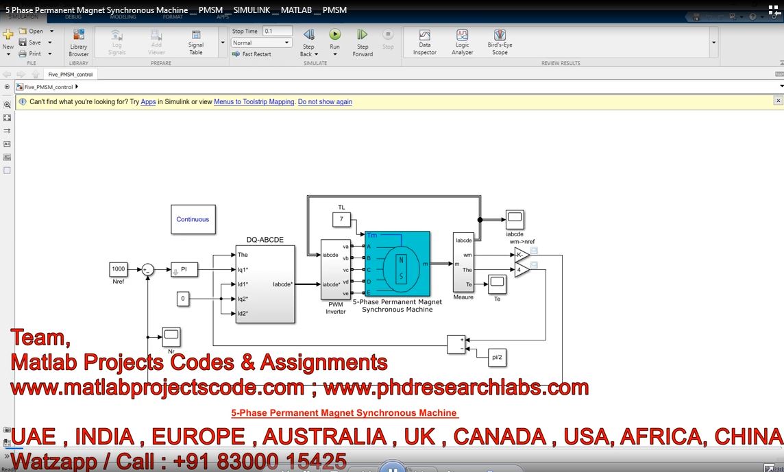 5 Phase Permanent Magnet Synchronous Machine __ Pmsm __ Simulink __ Matlab __ Pmsm project simulation thumbnail for Mechanical, EV and Mechatronics Engineering