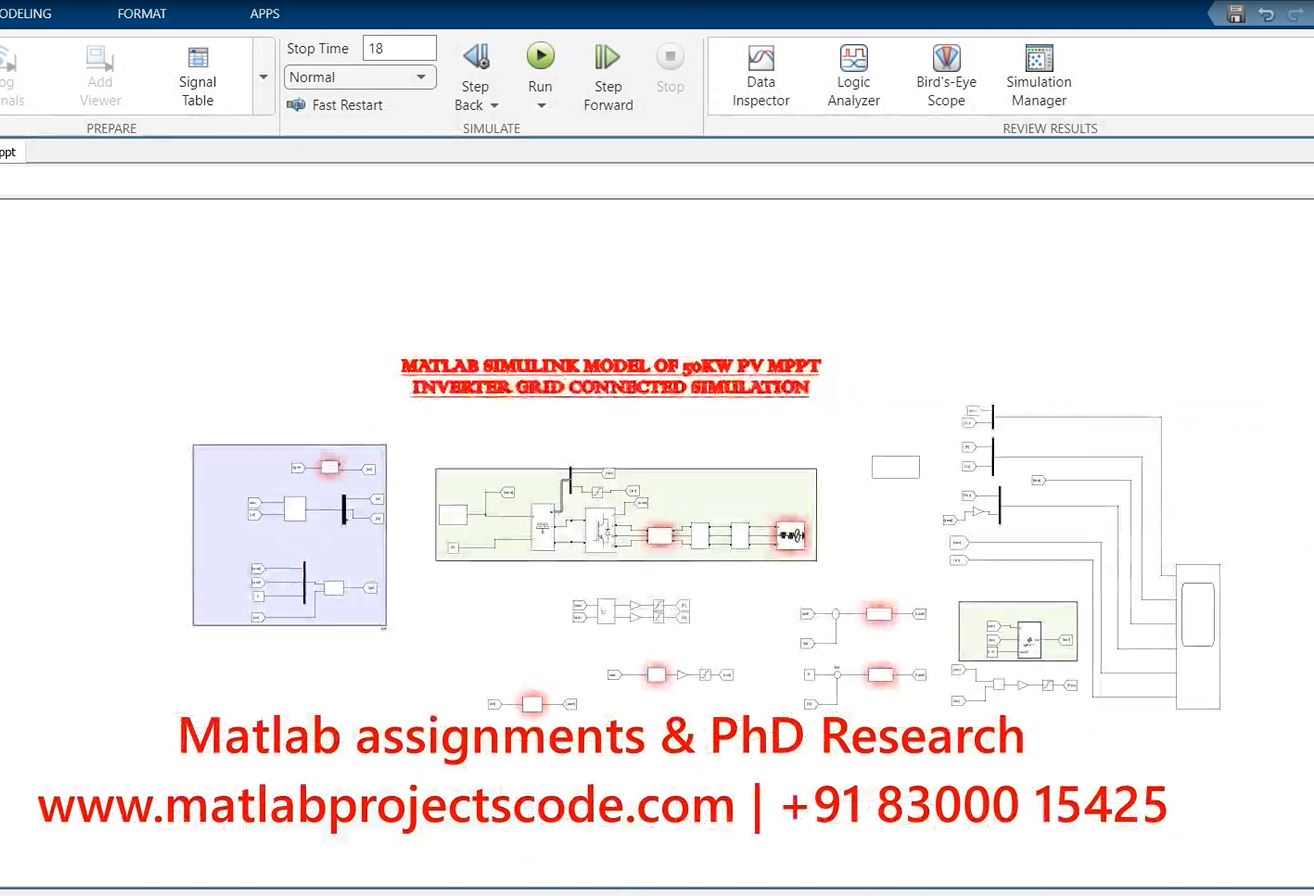 50Kw Pv Mppt Inverter Grid Connected Simulation - Matlab Simulink Model project simulation thumbnail for Renewable Energy Engineering