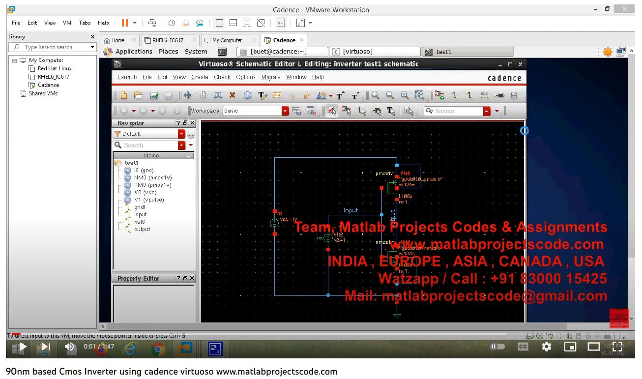 90Nm Based Cmos Inverter Using Cadence Virtuoso - Vlsi Assignments project simulation thumbnail for Power Electronics Engineering