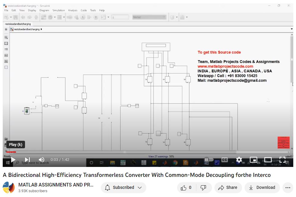 A Bidirectional High-Efficiency Transformerless Converter With Common-Mode Decoupling Forthe Interco project simulation thumbnail for Power Electronics Engineering