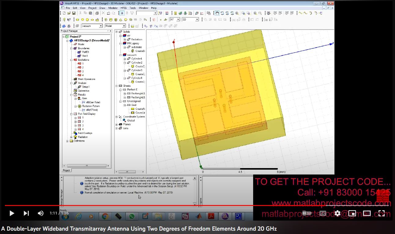 A Double-Layer Wideband Transmitarray Antenna using Two Degrees of Freedom Elements Around 20 GHz project simulation thumbnail for Electromagnetics and RF Engineering