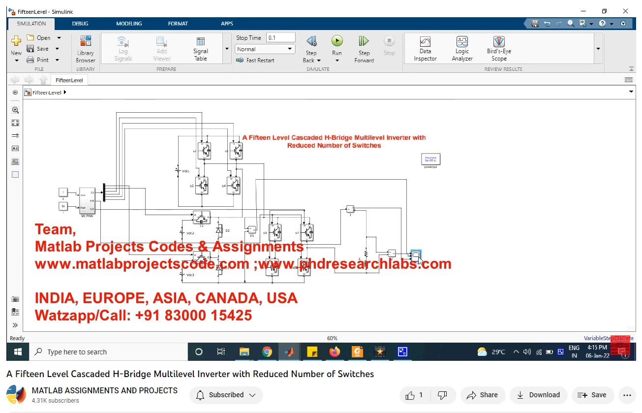 A Fifteen Level Cascaded H-Bridge Multilevel Inverter With Reduced Number Of Switches project simulation thumbnail for Power Electronics Engineering