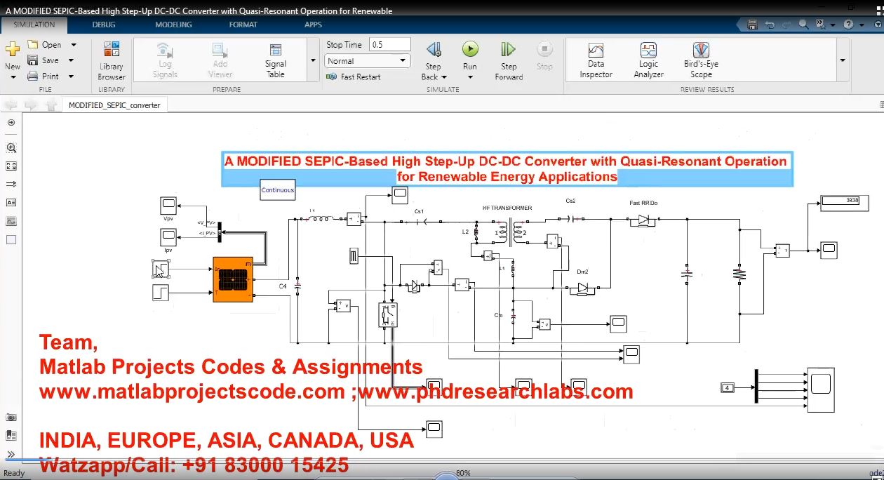 A Modified Sepic-Based High Step-Up Dc-Dc Converter With Quasi-Resonant Operation For Renewable project simulation thumbnail for Renewable Energy Engineering