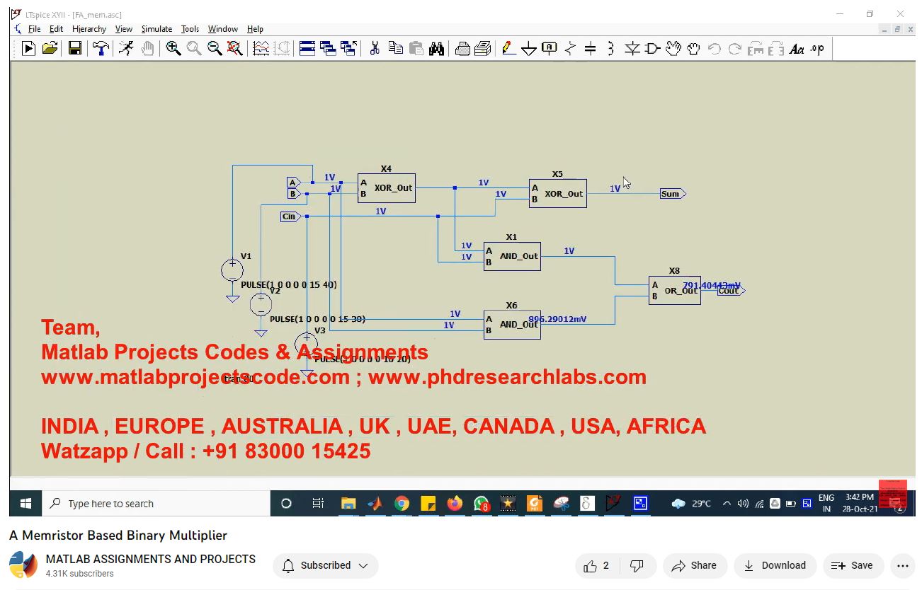 A Memristor Based Binary Multiplier project simulation thumbnail for Signal Processing and AI Engineering