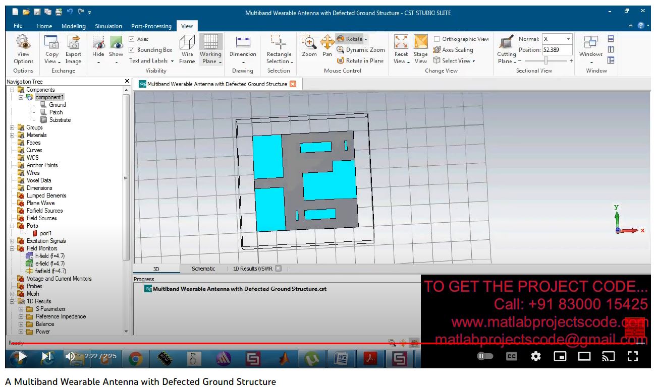 A Multiband Wearable Antenna With Defected Ground Structure project simulation thumbnail for Electromagnetics and RF Engineering