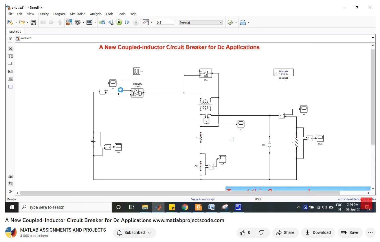 A New Coupled-Inductor Circuit Breaker For Dc Applications-Matlab Simulink-Electrical Assignments-Projects-Phd Research project simulation thumbnail for Electrical Engineering