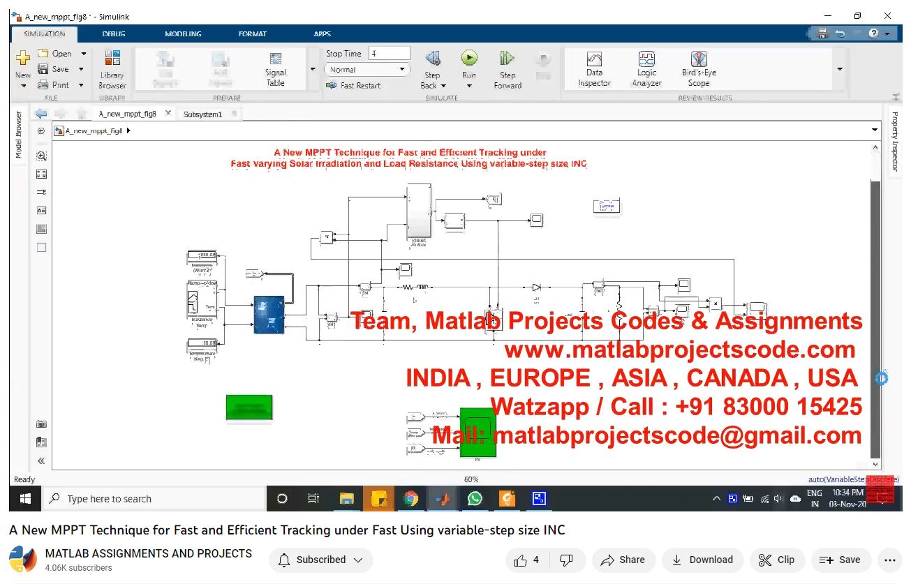 A New Mppt Technique For Fast And Efficient Tracking Under Fast Using Variable-Step Size Inc-Matlab Simulink-Electrical Assignments-Projects-Phd Research project simulation thumbnail for Renewable Energy Engineering