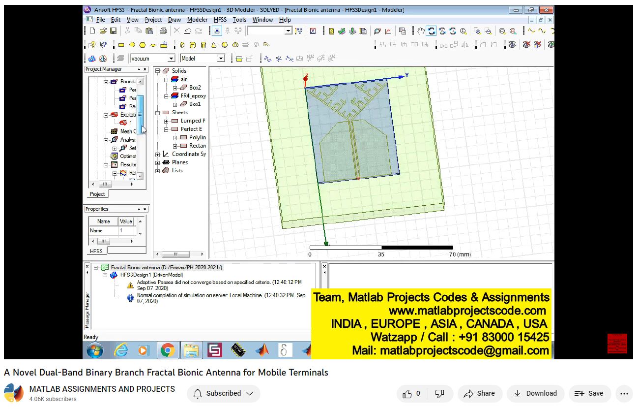 A Novel Dual-Band Binary Branch Fractal Bionic Antenna For Mobile Terminals-Matlab Simulink-Electrical Assignments-Projects-Phd Research project simulation thumbnail for Electromagnetics and RF Engineering