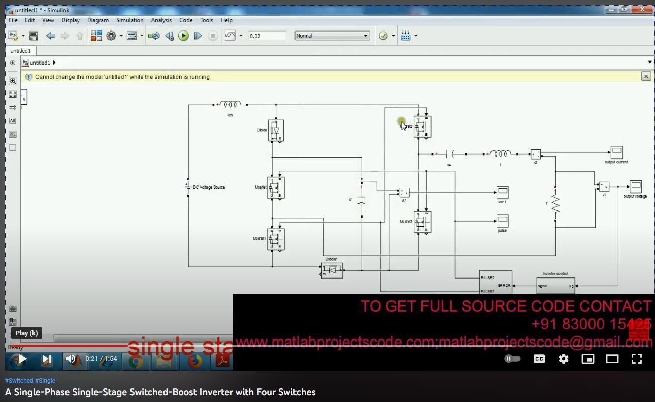 A Single-Phase Single-Stage Switched-Boost Inverter with Four Switches project simulation thumbnail for Power Electronics Engineering
