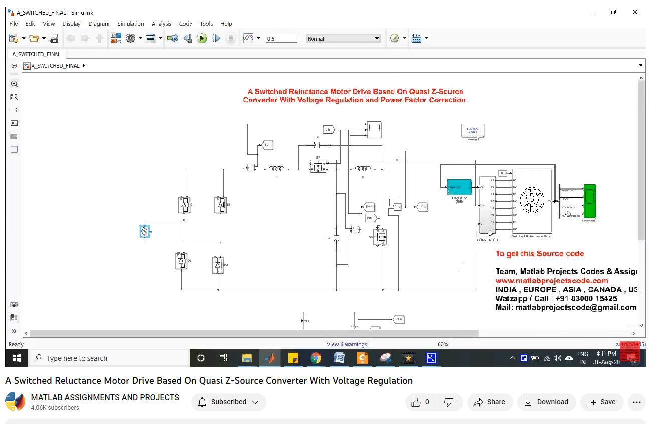 A Switched Reluctance Motor Drive Based On Quasi Z-Source Converter With Voltage Regulation-Matlab Simulink-Electrical Assignments-Projects-Phd Research project simulation thumbnail for Mechanical, EV and Mechatronics Engineering