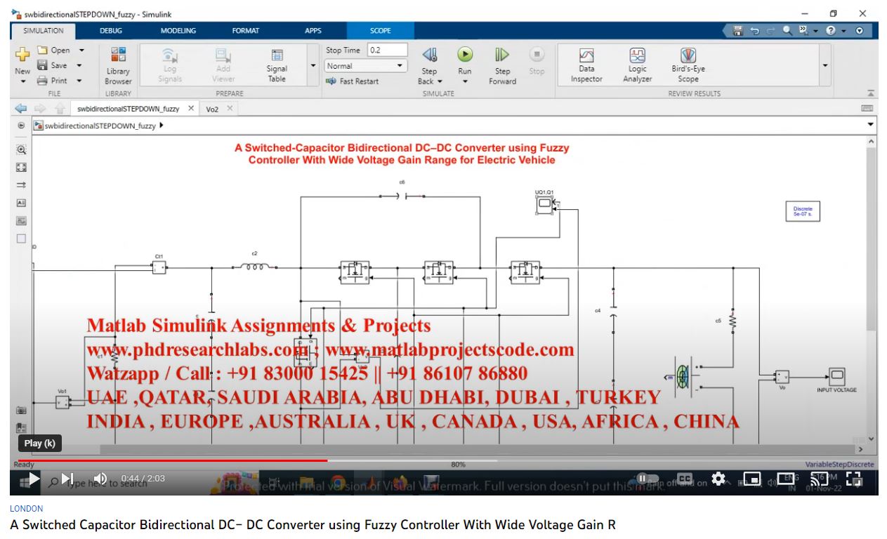 A Switched- Capacitor Bidirectional DC- DC Converter using Fuzzy Controller with Wide Voltage Gain Range for Electric Vehicle project simulation thumbnail for Power Electronics Engineering