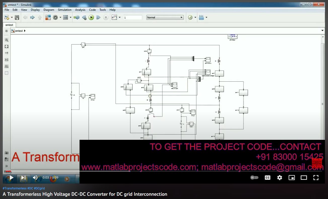 A Transformerless High Voltage DC-DC Converter for DC Grid Interconnection project simulation thumbnail for Power Electronics Engineering