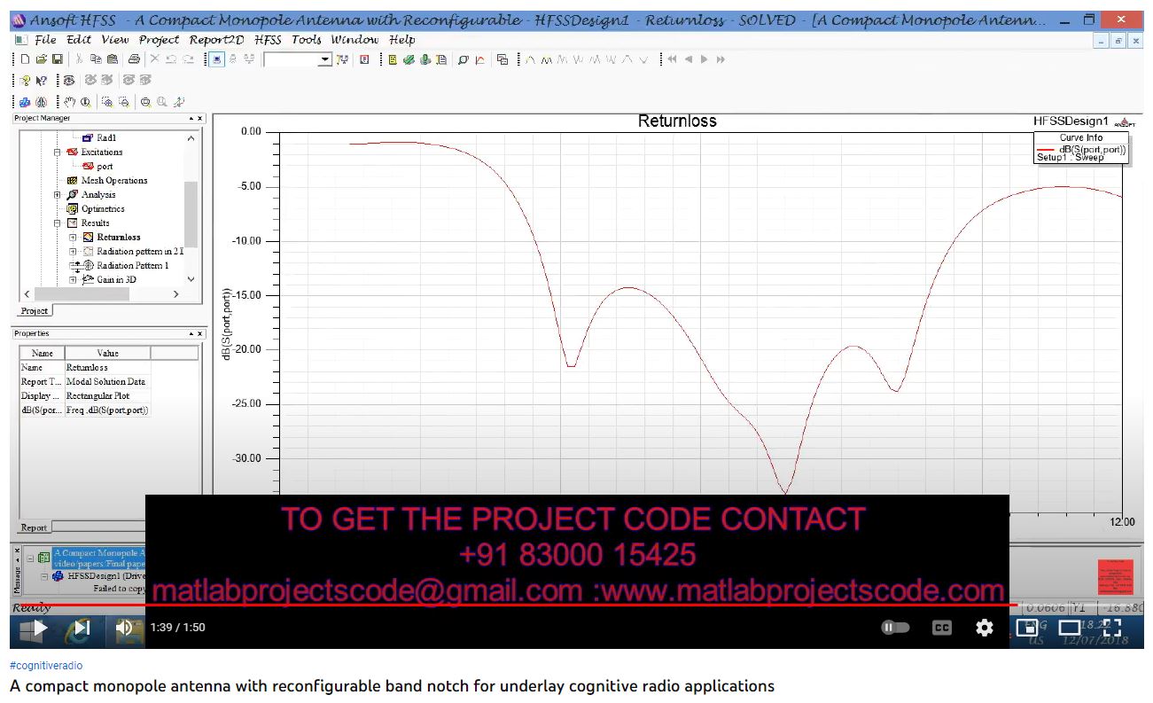 A Compact Monopole Antenna with Reconfigurable Band Notch for Underlay Cognitive Radio Applications project simulation thumbnail for Electromagnetics and RF Engineering