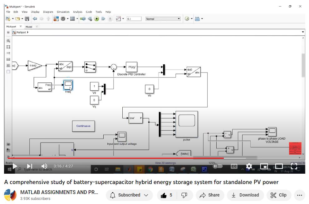 A Comprehensive Study Of Battery-Supercapacitor Hybrid Energy Storage System For Standalone Pv Power project simulation thumbnail for Renewable Energy Engineering