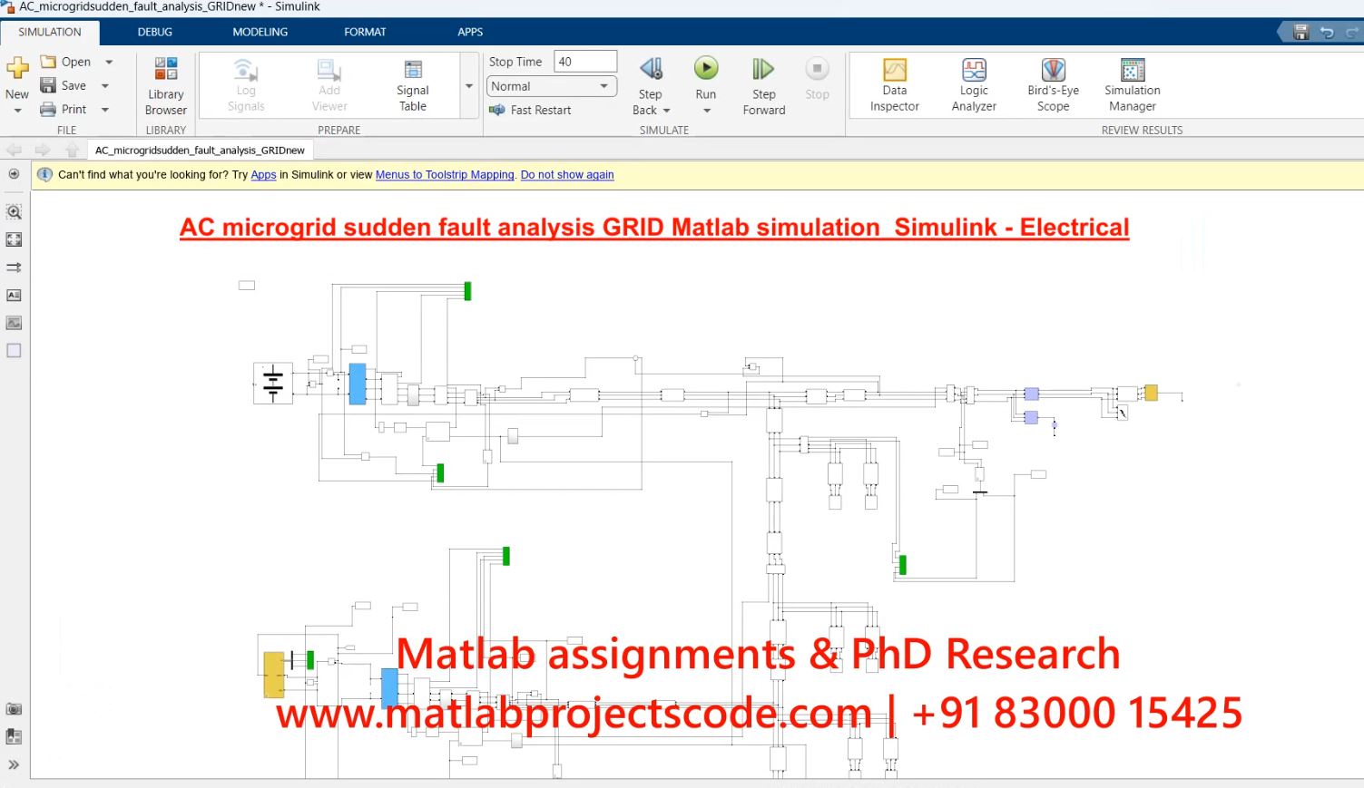 Ac Microgrid Sudden Fault Analysis Grid Matlab Simulation Simulink - Electrical project simulation thumbnail for Renewable Energy Engineering
