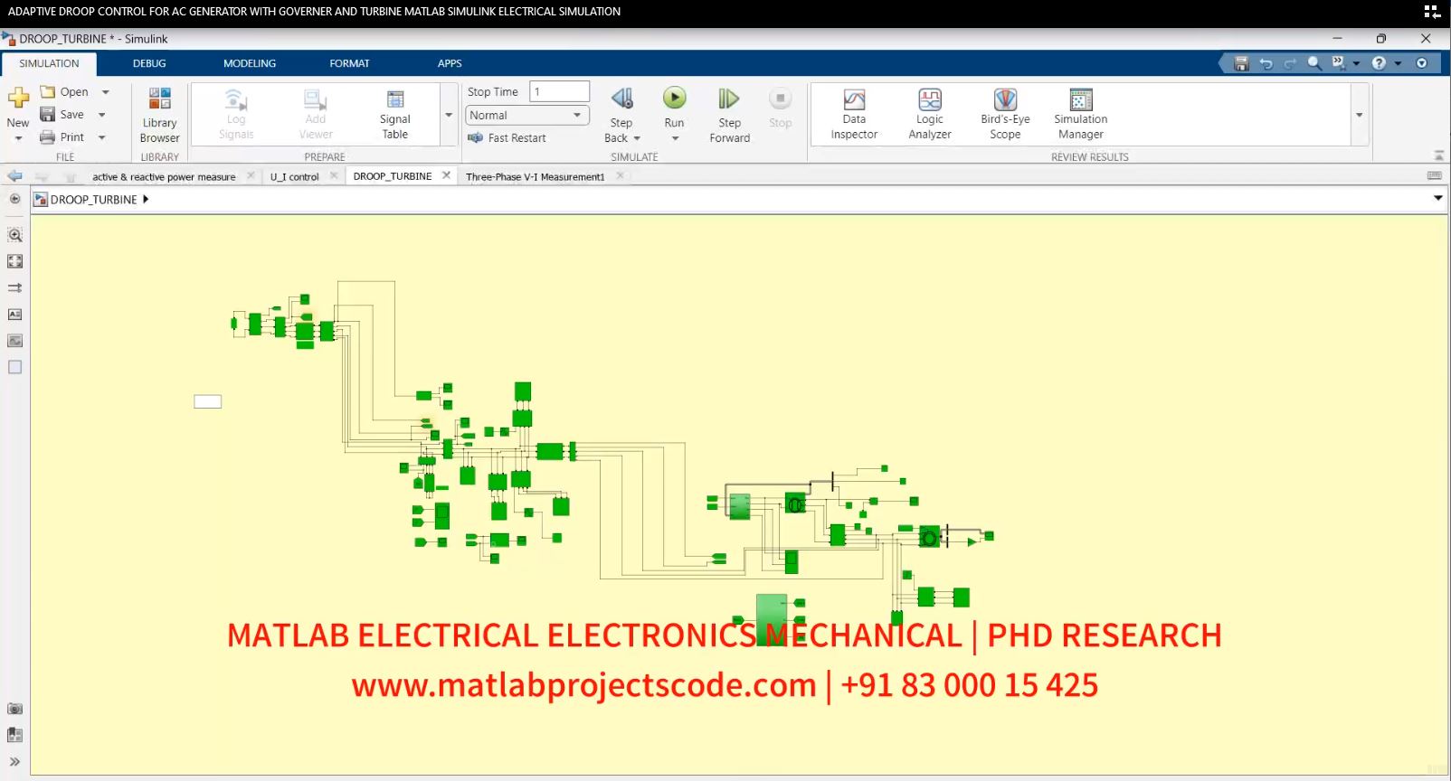 Adaptive Droop Control For Ac Generator With Governer And Turbine Matlab Simulink Electrical Simulation project simulation thumbnail for Renewable Energy Engineering