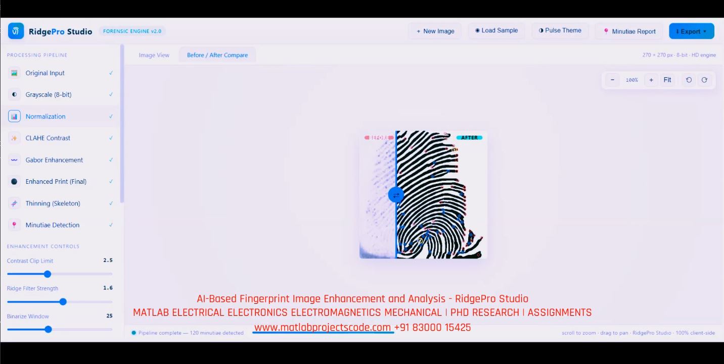 AI-Based Fingerprint Image Enhancement and Analysis - RidgePro Studio project thumbnail image