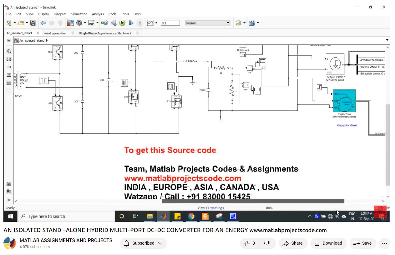 An Isolated Stand Alone Hybrid Multi-Port Dc-Dc Converter For An Energy-Matlab Simulink-Electrical Assignments-Projects-Phd Research project simulation thumbnail for Power Electronics Engineering