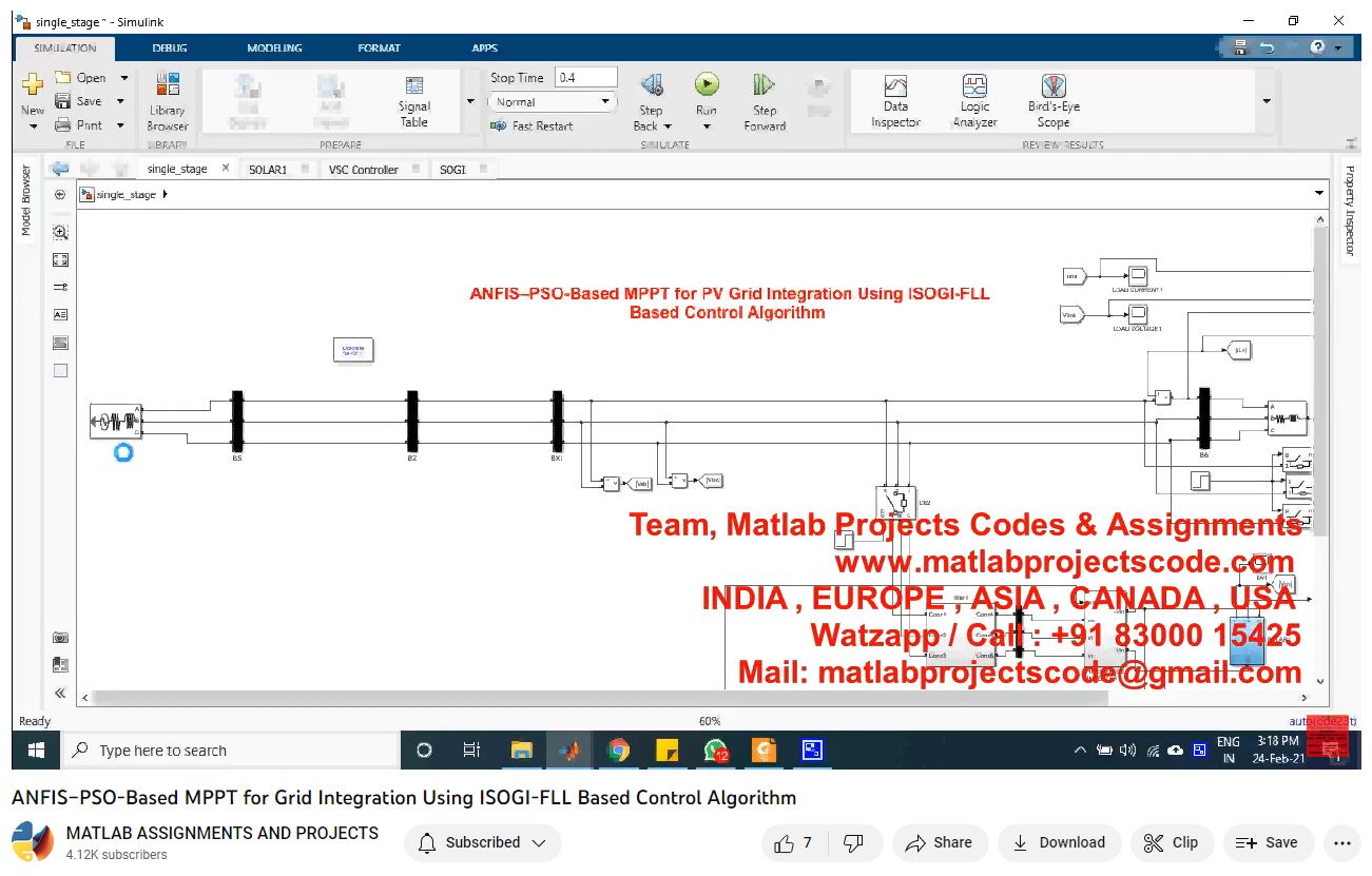 Anfis Pso-Based Mppt For Grid Integration Using Isogi-Fll Based Control Algorithm project simulation thumbnail for Renewable Energy Engineering