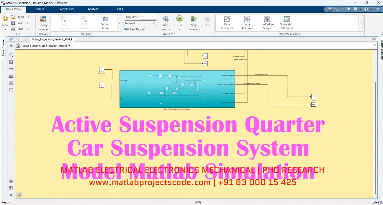 Active Suspension Quarter Car Suspension System Model Matlab Simulation project simulation thumbnail for Mechanical, EV and Mechatronics Engineering