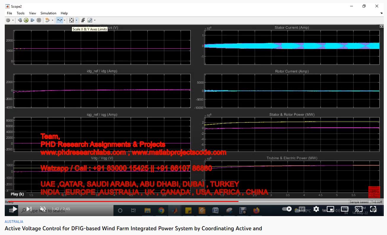 Active Voltage Control for DFIG-based Wind Farm Integrated Power System by Coordinating Active and Reactive Powers Under Wind Speed Variation project simulation thumbnail for Renewable Energy Engineering