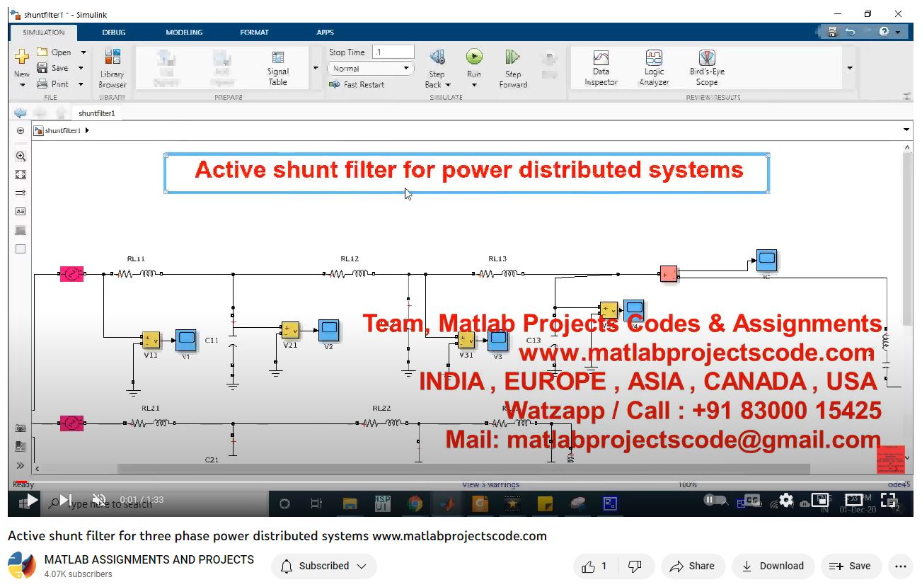 Active Shunt Filter For Power Distributed Systems-Matlab Simulink-Electrical Assignments-Projects-Phd Research project simulation thumbnail for Renewable Energy Engineering