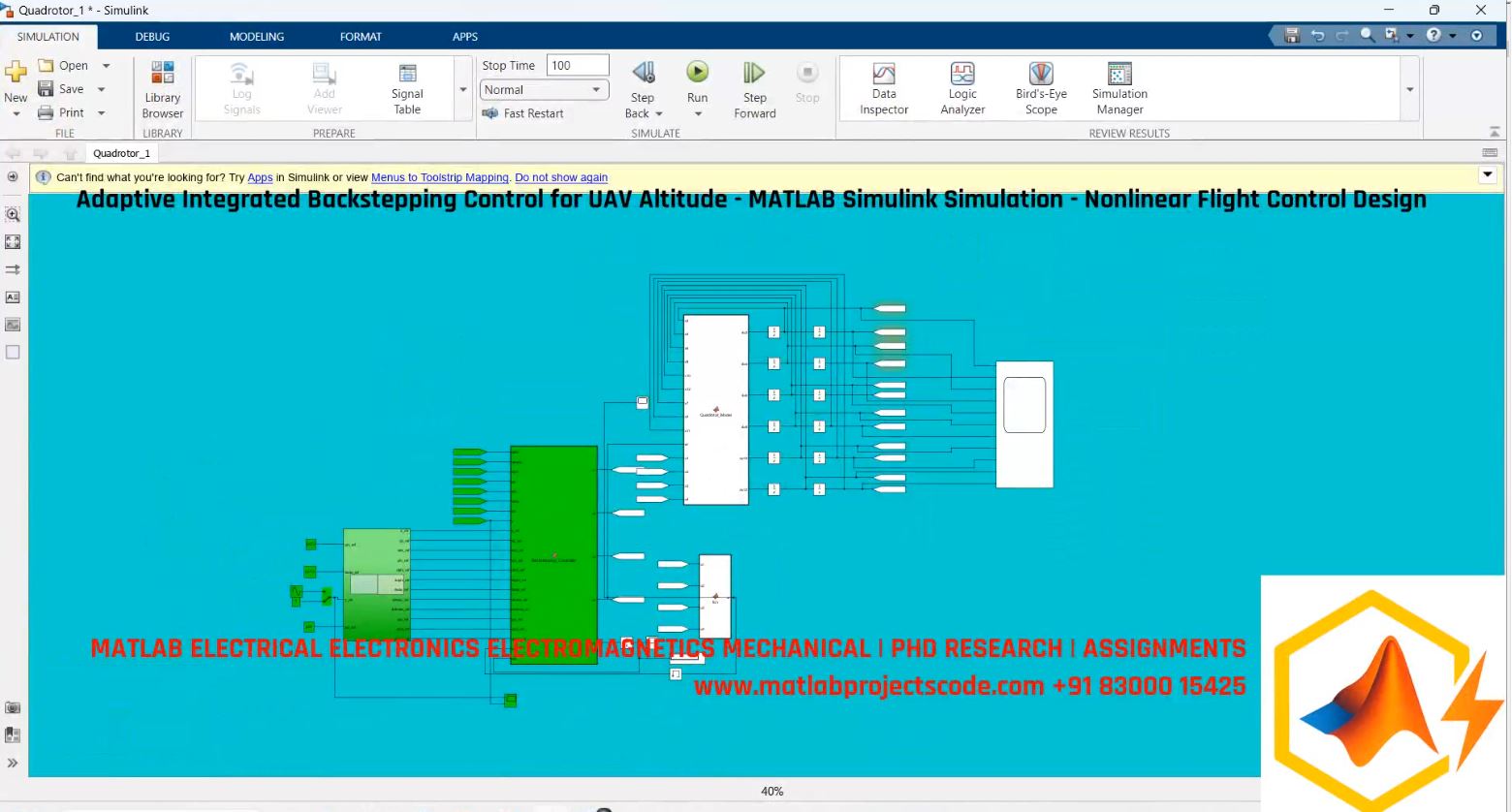 Adaptive Integrated Backstepping Control | MATLAB Project