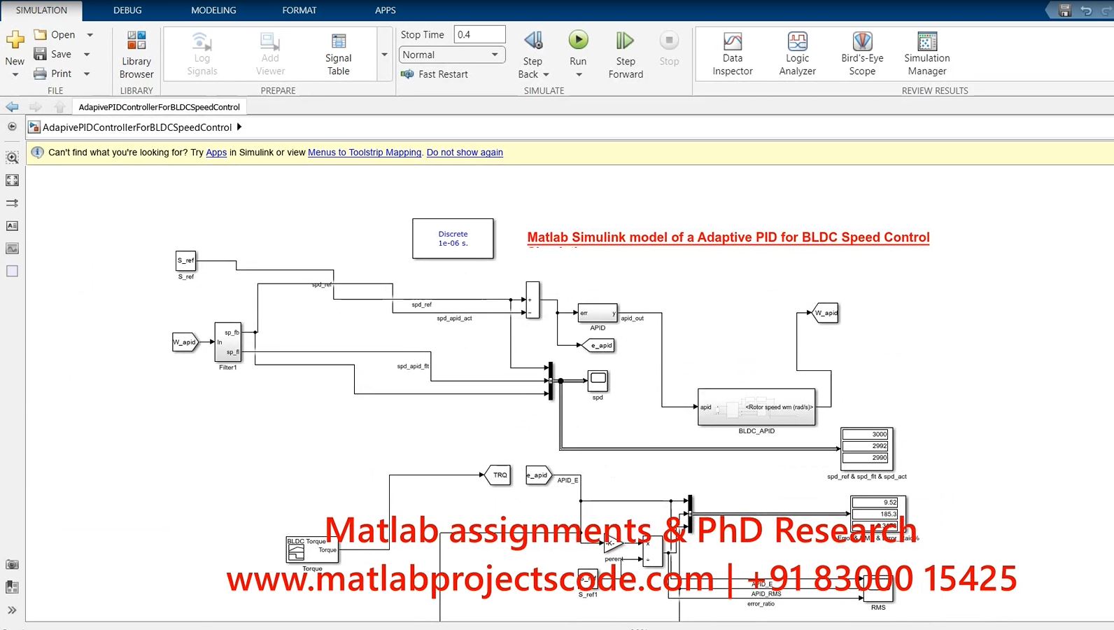 Adaptive Pid For Bldc Speed Control - Matlab Simulink Electrical Simulation project simulation thumbnail for Mechanical, EV and Mechatronics Engineering