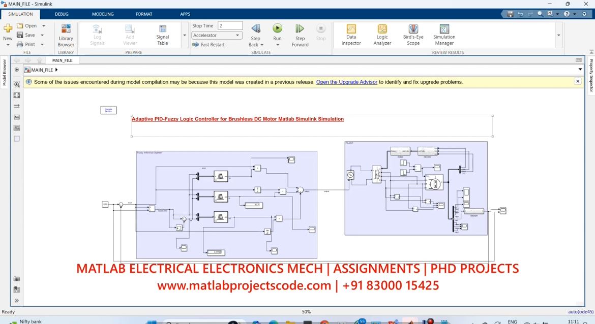 Adaptive Pid-Fuzzy Logic Controller For Brushless Dc Motor Matlab Simulink Simulation-Electrical project simulation thumbnail for Mechanical, EV and Mechatronics Engineering