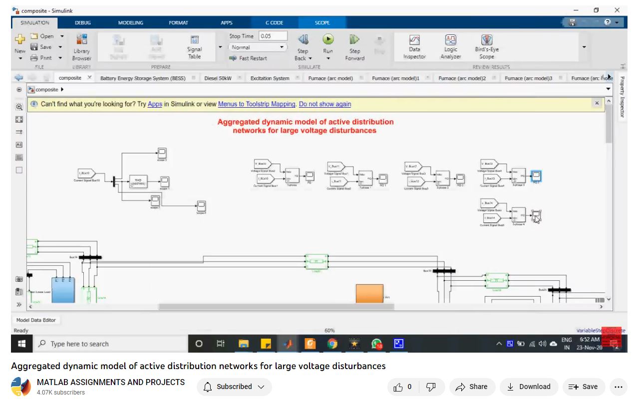 Aggregated Dynamic Model Of Active Distribution Networks For Large Voltage Disturbances-Matlab Simulink-Electrical Assignments-Projects-Phd Research project simulation thumbnail for Electrical Engineering