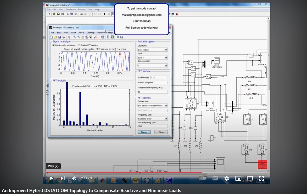 An Improved Hybrid DSTATCOM Topology to Compensate Reactive and Nonlinear Loads project simulation thumbnail for Power Electronics Engineering