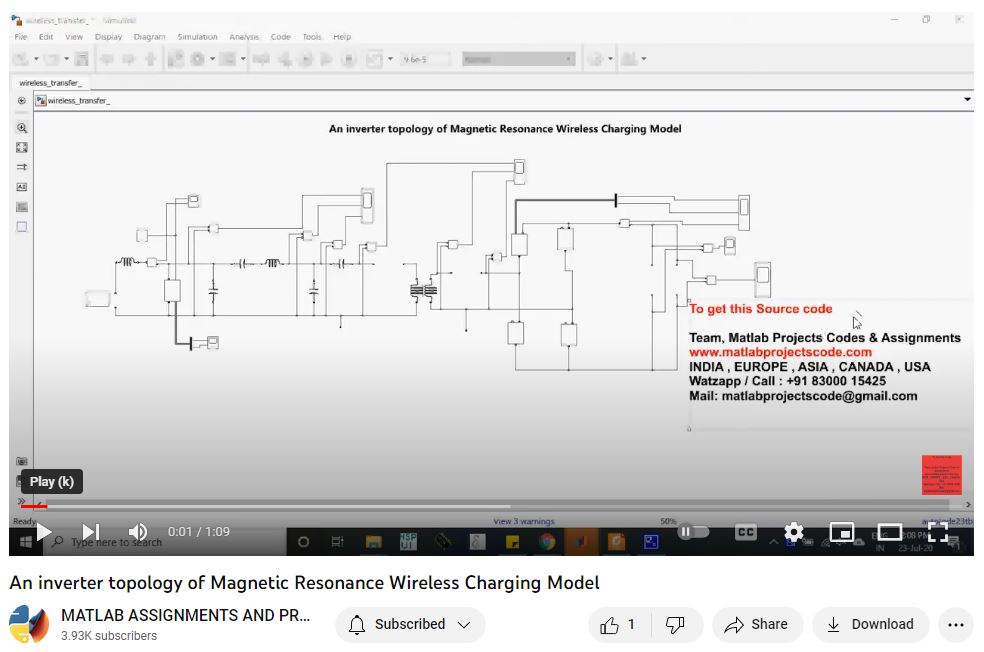 An Inverter Topology Of Magnetic Resonance Wireless Charging Model project simulation thumbnail for Mechanical, EV and Mechatronics Engineering