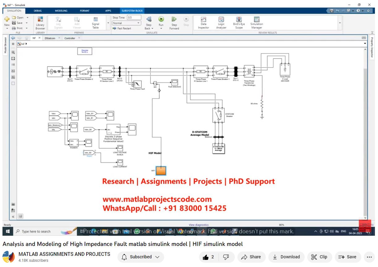 Analysis And Modeling Of High Impedance Fault Matlab Simulink Model project simulation thumbnail for Electrical Engineering