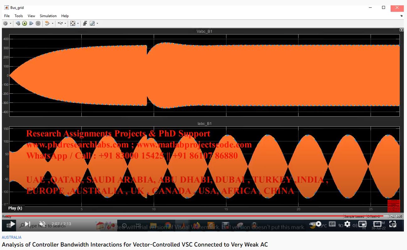 Analysis of Controller Bandwidth Interactions for Vector-Controlled VSC Connected to Very Weak AC Grids-MATLAB SIMULINK Assignments project simulation thumbnail for Control Systems Engineering