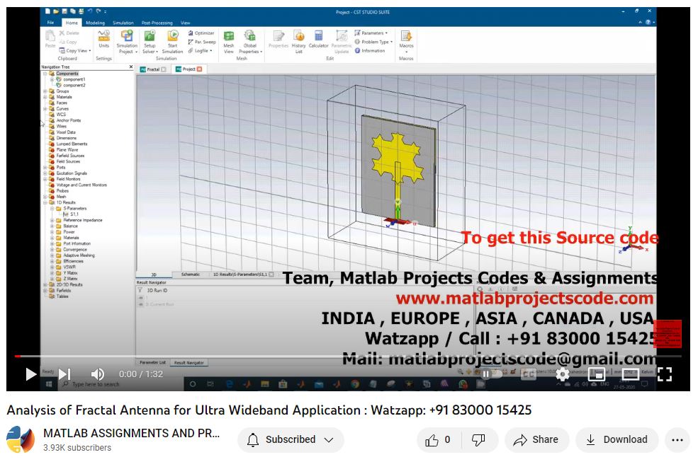 Analysis Of Fractal Antenna For Ultra Wideband Application project simulation thumbnail for Electromagnetics and RF Engineering