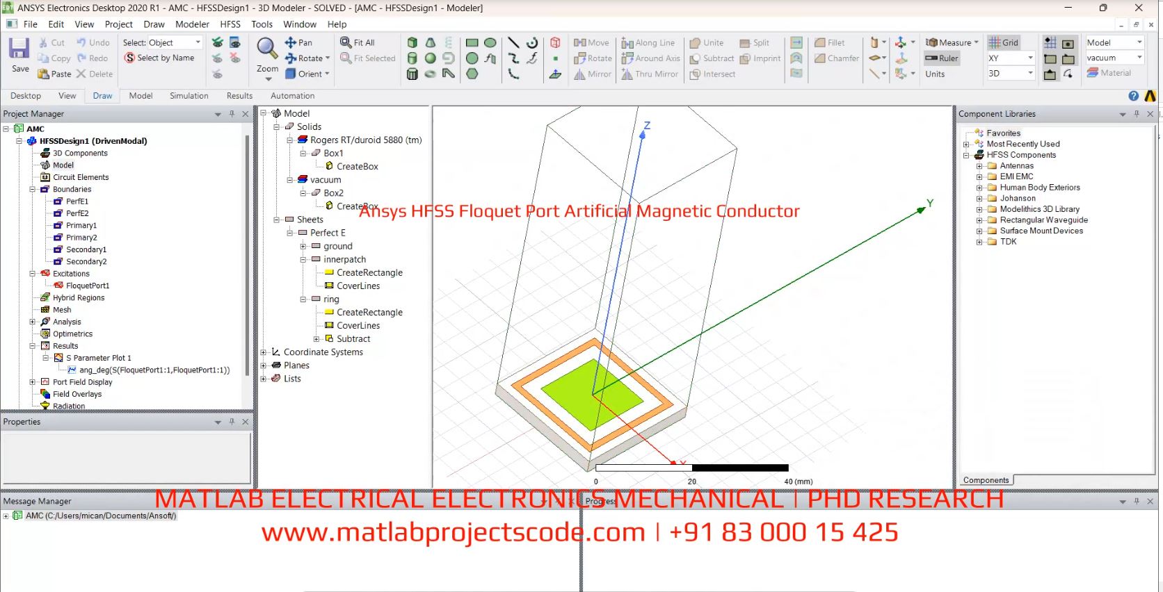 Ansys Hfss Floquet Port Artificial Magnetic Conductor project simulation thumbnail for Electromagnetics and RF Engineering