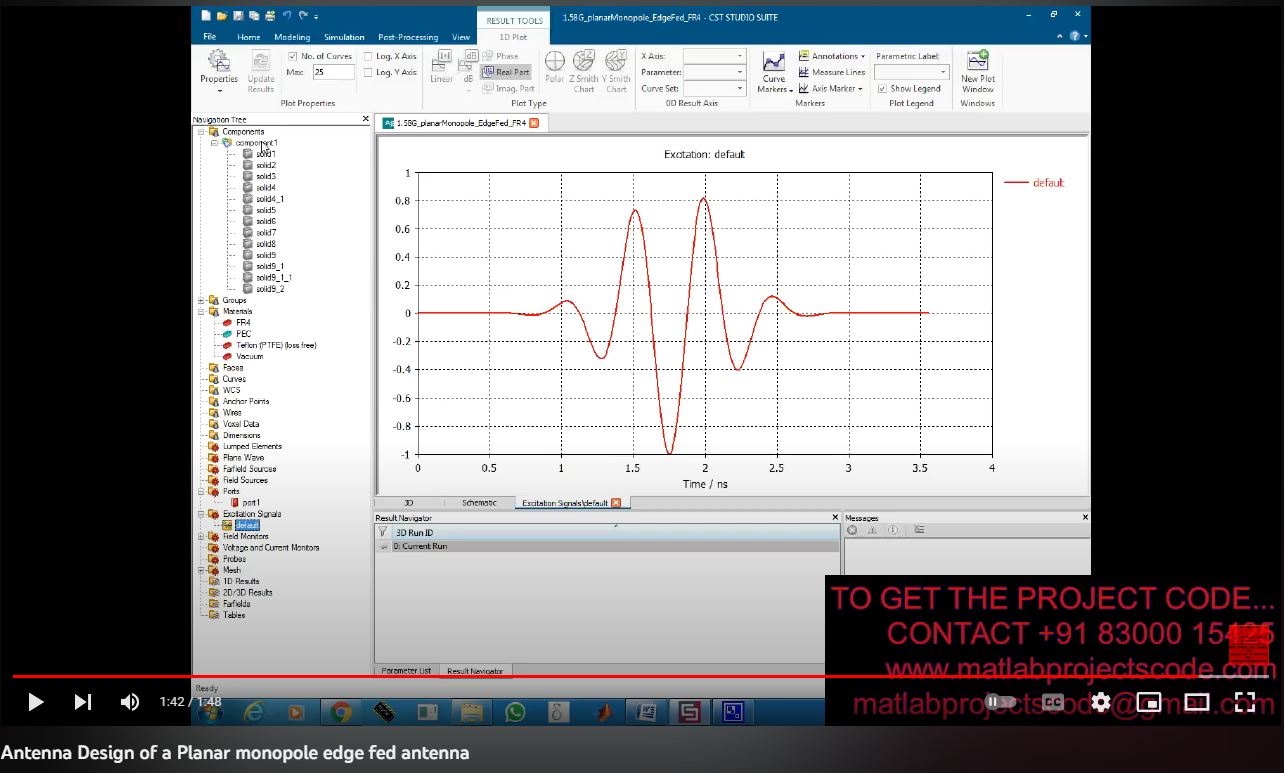 Antenna Design of a Planar Monopole Edge Fed Antenna project simulation thumbnail for Electromagnetics and RF Engineering