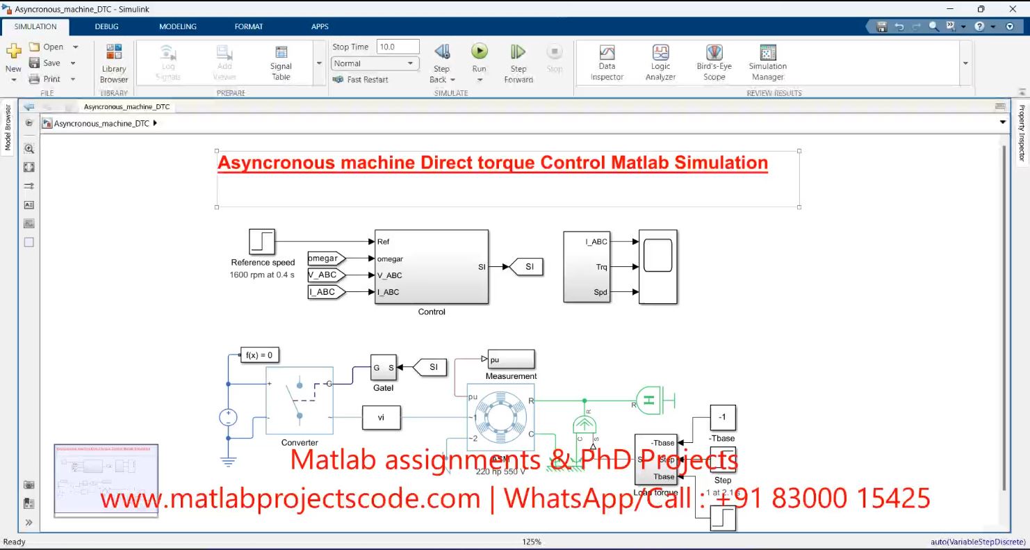Asynchronous Machine Direct Torque Control Matlab Simulation - Dtc Asynchronous Machine Model project simulation thumbnail for Control Systems Engineering