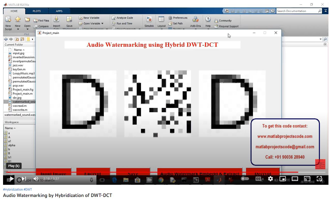 Audio Watermarking by Hybridization of DWT-DCT project simulation thumbnail for Signal Processing and AI Engineering