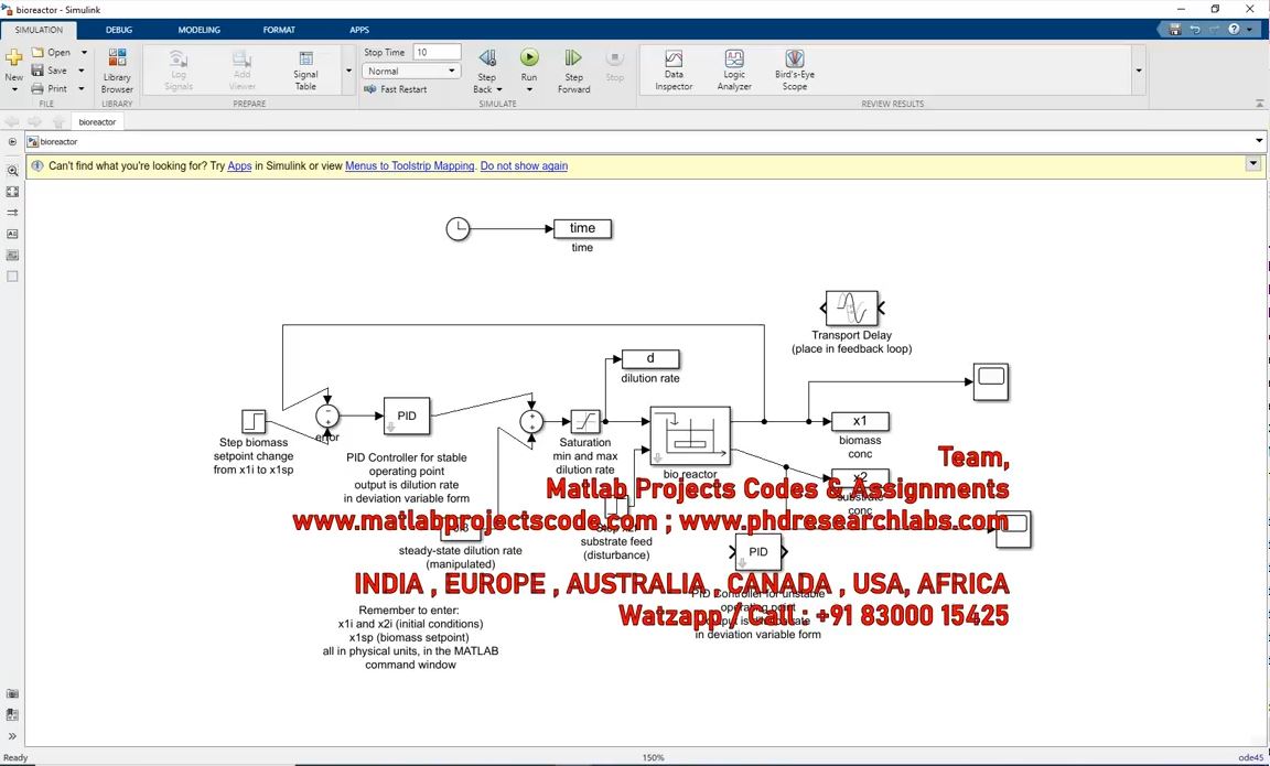 Bio Mass _ Bio Reactor _ Simulink Model project simulation thumbnail for Electrical Engineering