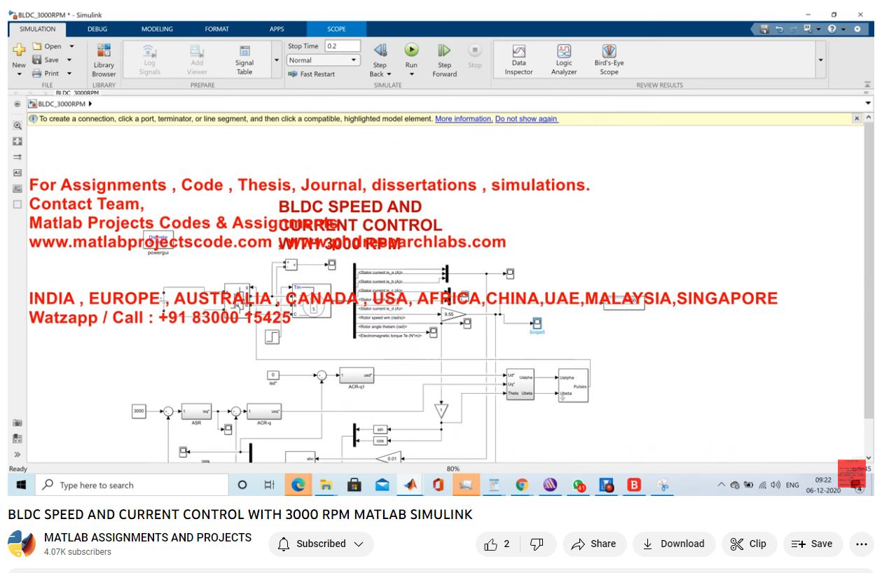 Bldc Speed And Current Control With 3000 Rpm Matlab Simulink-Matlab Simulink-Electrical Assignments-Projects-Phd Research project simulation thumbnail for Mechanical, EV and Mechatronics Engineering