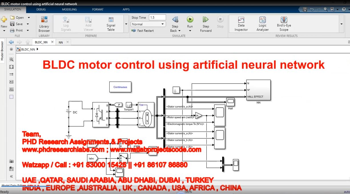 Bldc Motor Control Using Artificial Neural Network project simulation thumbnail for Mechanical, EV and Mechatronics Engineering