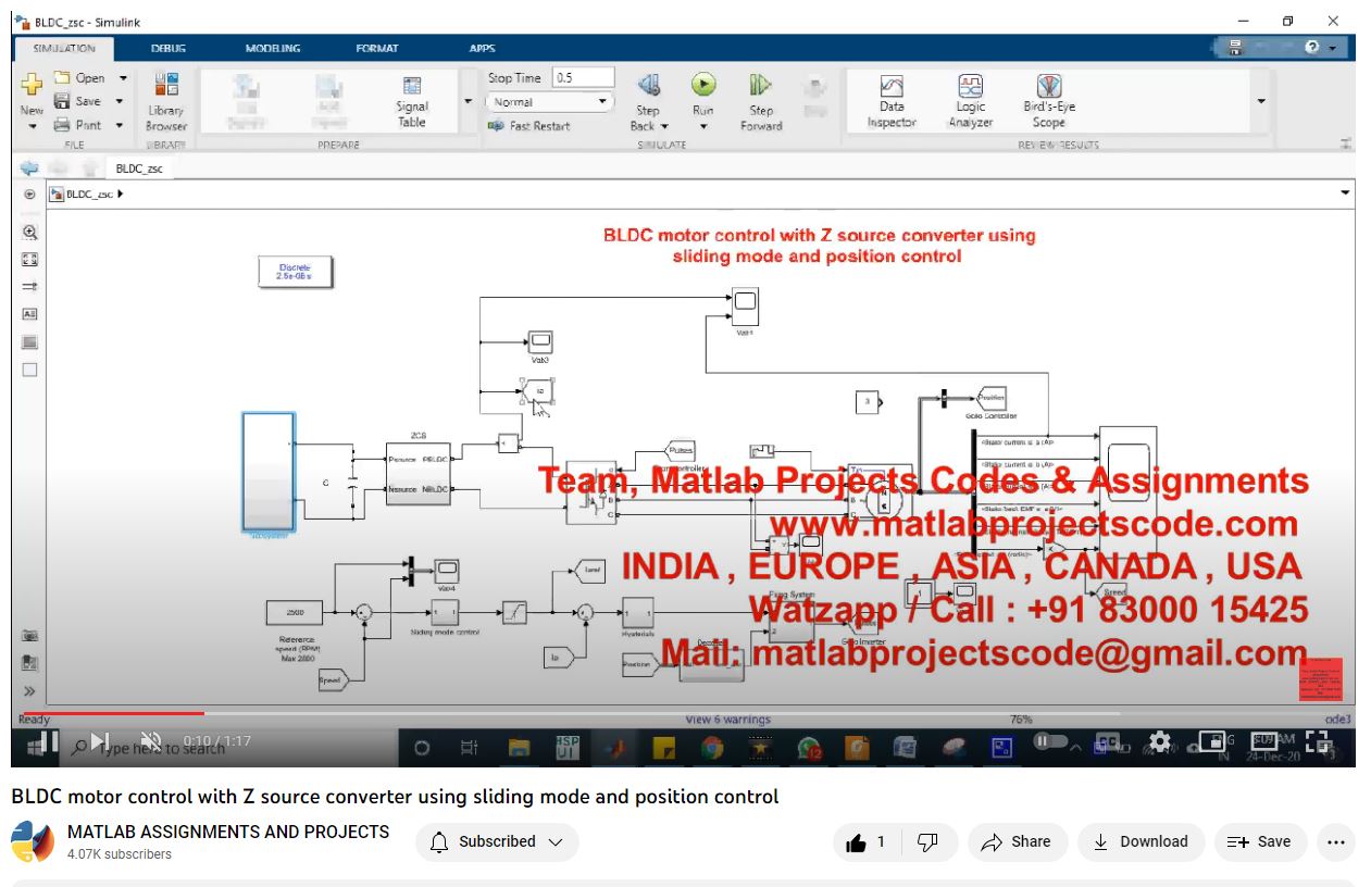 Bldc Motor Control With Z Source Converter Using Sliding Mode And Position Control-Matlab Simulink-Electrical Assignments-Projects-Phd Research project simulation thumbnail for Mechanical, EV and Mechatronics Engineering