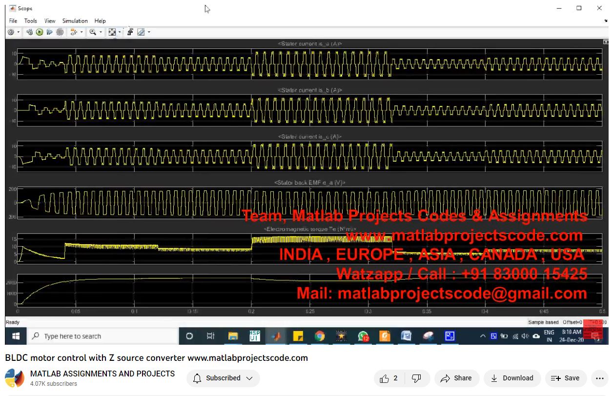 Bldc Motor Control With Z Source Converter-Matlab Simulink-Electrical Assignments-Projects-Phd Research project simulation thumbnail for Mechanical, EV and Mechatronics Engineering
